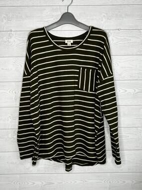 A.N.A. A New Approach olive green/cream striped long sleeve tunic NWT Size XXL